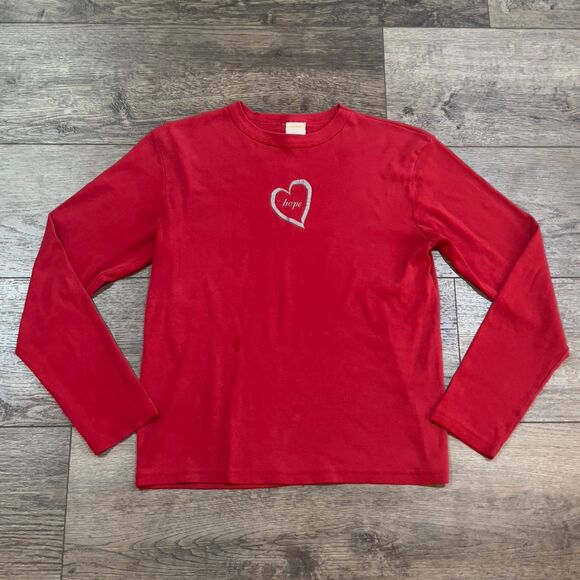 RARE! Vintage 1994 Old Navy Long Sleeve Heart Hope T-Shirt Made in USA Womens XL - Picture 1 of 6